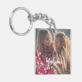 カスタム写真モダン散在ピンクハート キーホルダー (正面左)