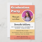 カスタム写真モダン桃の卒業式 招待状 (裏面)