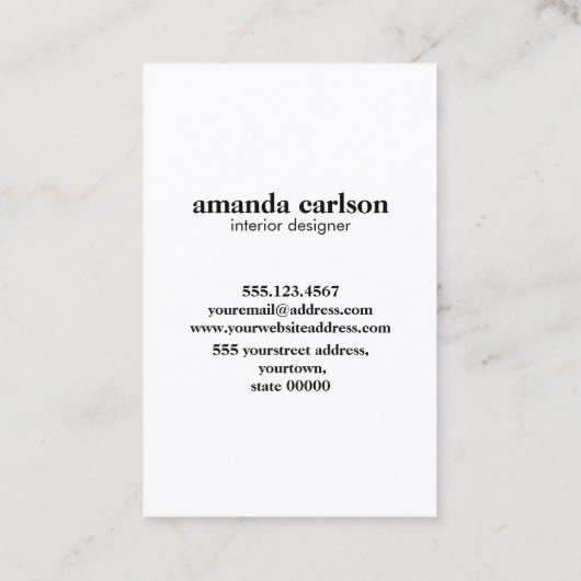 カスタム写真モダン白はっきりしたArchitectsデザイナー 名刺 (裏面)