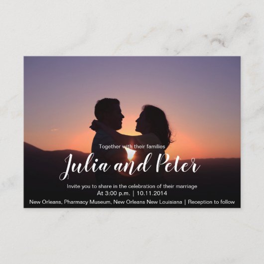 カスタム写真モダン結婚式招待状 エンクロージャーカード (正面)