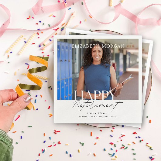 カスタム写真モダンHappy Retimentパーティー スタンダードカクテルナプキン