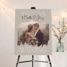 カスタム写真モダンTaupeの結婚歓迎サイン