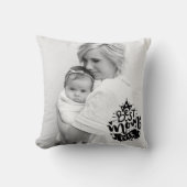 カスタム写真モマ最高のーEverPink金ゴールドバックストライプー クッション (正面)