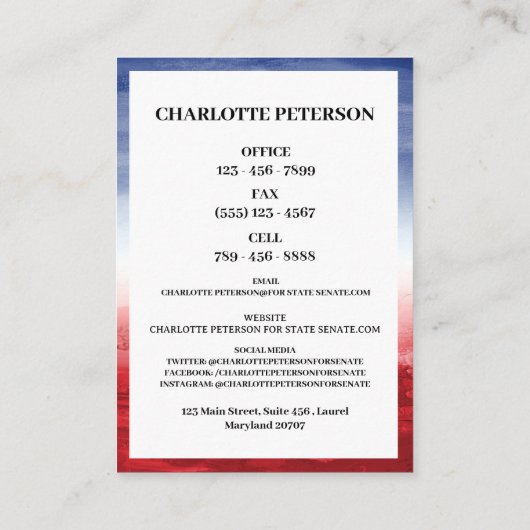 カスタム写真ユニーク政治家 名刺 (裏面)