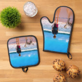 カスタム写真ユニーク自分のデザインパーソナライズされた 鍋つかみ&鍋敷きセット (トップダウン)