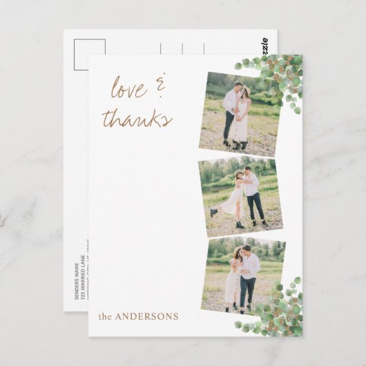 カスタム写真ユーカリの葉結婚の感謝 ポストカード (正面/裏面)