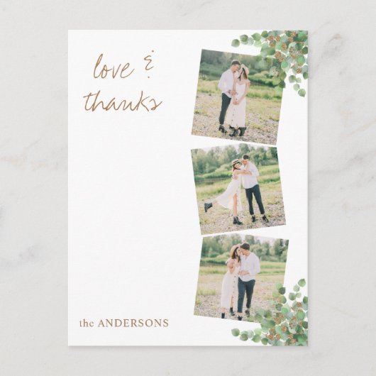 カスタム写真ユーカリの葉結婚の感謝 ポストカード (正面)