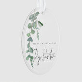 カスタム写真ユーカリ初めてのクリスマスビッグシスター オーナメント (正面)