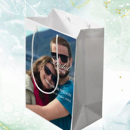 カスタム写真リラックスビーチ結婚式 ミディアムペーパーバッグ