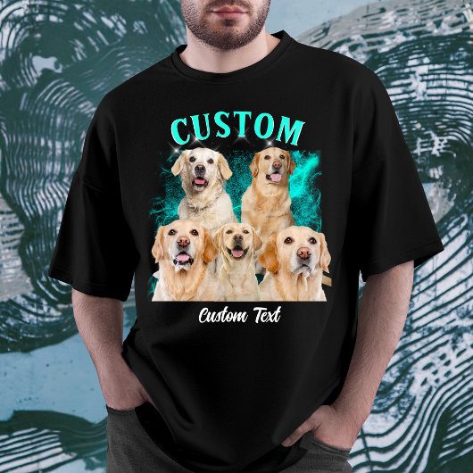 カスタム写真レトロヴィンテージ90sペット犬のパーソナライズ tシャツ