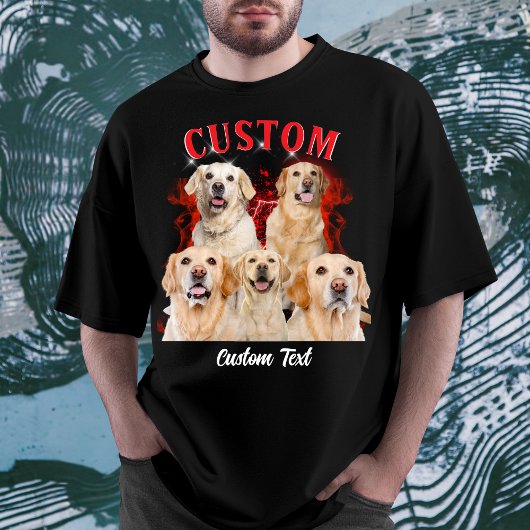 カスタム写真レトロヴィンテージ90sペット犬のパーソナライズ tシャツ