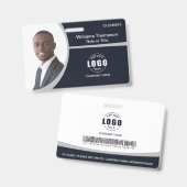 カスタム写真ロゴバーコード従業員企業グレー バッジ (正面&裏面)