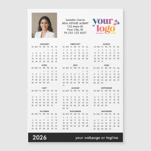カスタム写真ロゴ付き2026年マグネットカレンダー