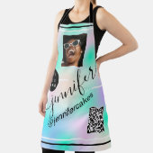 カスタム写真ロゴQRメニューコード自筆画ピンク エプロン (インサイチュ)