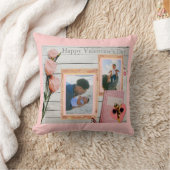 カスタム写真ヴァレンティ素朴ンズピンクローズ クッション (ブランケット)