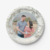 カスタム写真ヴィンテージ旅行赤ちゃんシャワープレート ペーパープレート (正面)