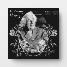 カスタム写真ヴィンテージ花悔やみや弔慰記念碑 フォトプラーク