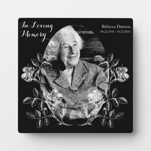 カスタム写真ヴィンテージ花悔やみや弔慰記念碑 フォトプラーク (正面)