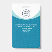 カスタム写真付き企業社員バーコード青 バッジ (裏面)