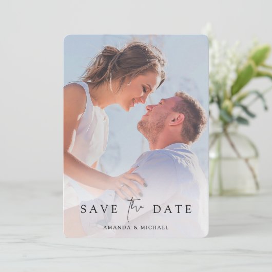 カスタム写真付き日結婚付きテンプレートの保存 セーブザデート (スタンド正面)