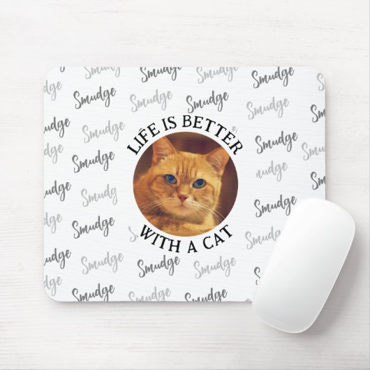 カスタム写真付き猫の名前パターン マウスパッド (マウス)