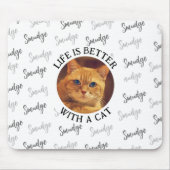 カスタム写真付き猫の名前パターン マウスパッド (正面)