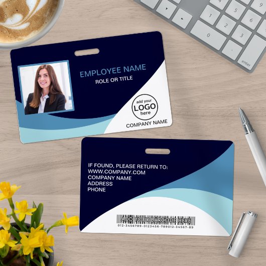 カスタム写真企業の従業員名バーコードブルー バッジ