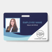 カスタム写真企業の従業員名バーコードブルー バッジ (正面)