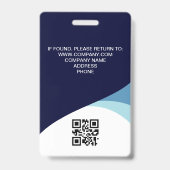 カスタム写真企業の社員QRコードブルー バッジ (Back)