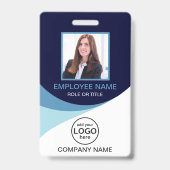 カスタム写真企業の社員QRコードブルー バッジ (Front)
