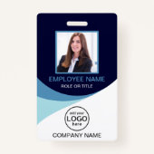 カスタム写真企業の社員QRコードブルー バッジ (正面)