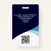 カスタム写真企業の社員QRコードブルー バッジ (裏面)
