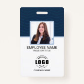 カスタム写真企業の社員QRコードブルー バッジ (正面)