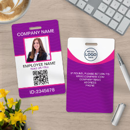カスタム写真企業の社員QRコード紫 バッジ