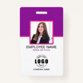 カスタム写真企業の社員QRコード紫 バッジ (正面)