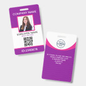 カスタム写真企業の社員QRコード紫 バッジ (表裏)