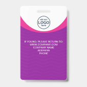 カスタム写真企業の社員QRコード紫 バッジ (裏面)