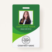 カスタム写真企業の社員QRコード緑 バッジ (正面)