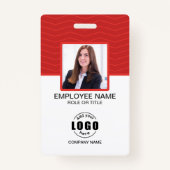 カスタム写真企業の社員QRコード赤 バッジ (正面)