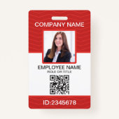 カスタム写真企業の社員QRコード赤 バッジ (正面)