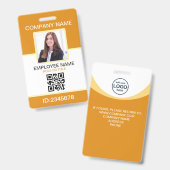 カスタム写真企業の社員QRコード黄色 バッジ (正面＆裏面)
