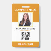 カスタム写真企業の社員QRコード黄色 バッジ (正面)