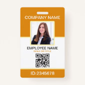 カスタム写真企業の社員QRコード黄色 バッジ (正面)