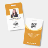 カスタム写真企業の社員QRコード黄色 バッジ (正面＆裏面)