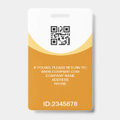 カスタム写真企業の社員QRコード黄色 バッジ (裏面)