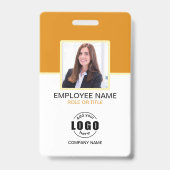 カスタム写真企業の社員QRコード黄色 バッジ (正面)