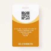 カスタム写真企業の社員QRコード黄色 バッジ (裏面)