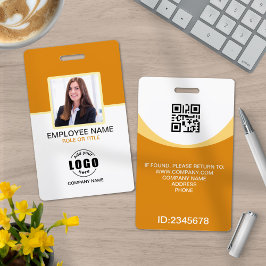 カスタム写真企業の社員QRコード黄色 バッジ