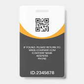 カスタム写真企業の社員QRコードGray Yello バッジ (裏面)