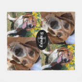 カスタム写真入り愛犬家のモノグラム 名前入りフォト4枚 フリースブランケット (正面(横))